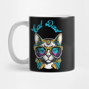 Cat Dad Black Cat Vintage Eighties Style Cat Retro Mug